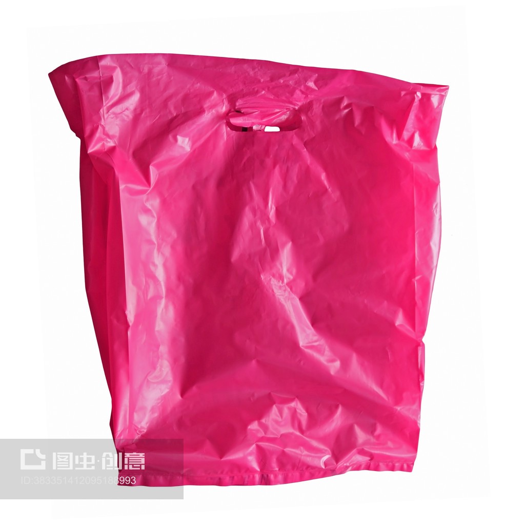 粉色塑料袋在白色背景下的視覺呈現